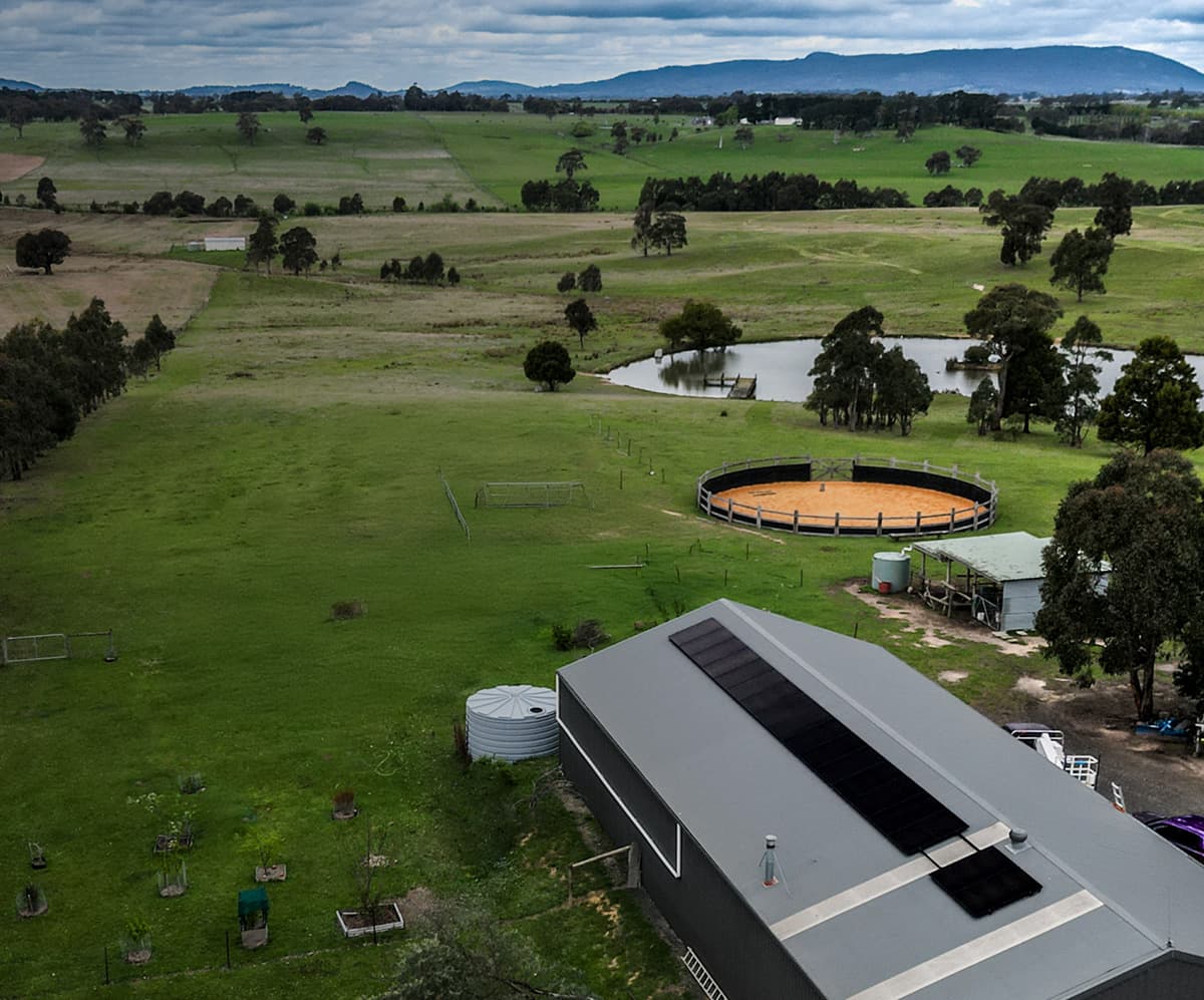 An off-grid property with a rooftop solar array